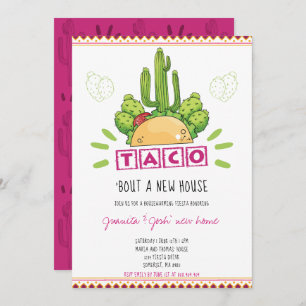 Housewarming Taco 'Bout A New Home Fiesta Pink Invitation