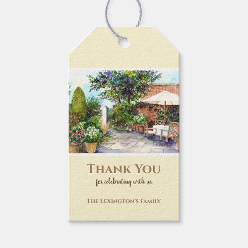 Housewarming Terrace of The Manor House Watercolor Gift Tags