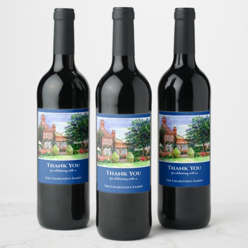 Housewarming The Manor House York England Garden Wine Label