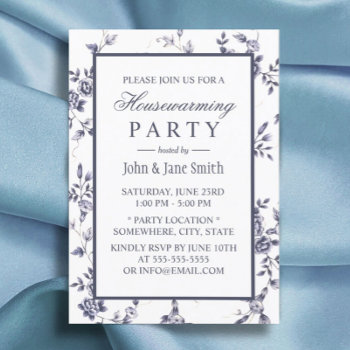 Housewarming Vintage Chinoiserie Blue White Floral Invitation by myinvitation at Zazzle