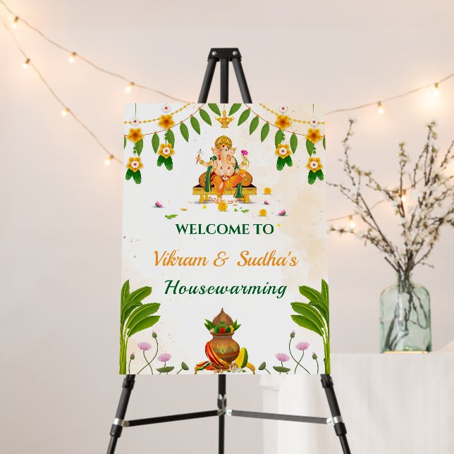 Housewarming Welcome board, Grah Pravesh Sign, Foam Board (In Situ (Stand))