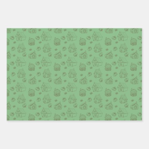 Housewarming Whimsical houses Wrapping Paper Sheets