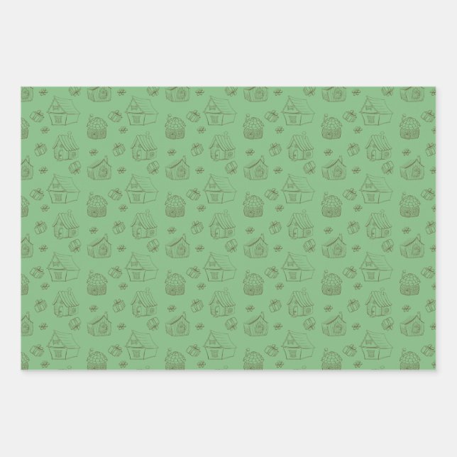 Housewarming Whimsical houses Wrapping Paper Sheets (Front)