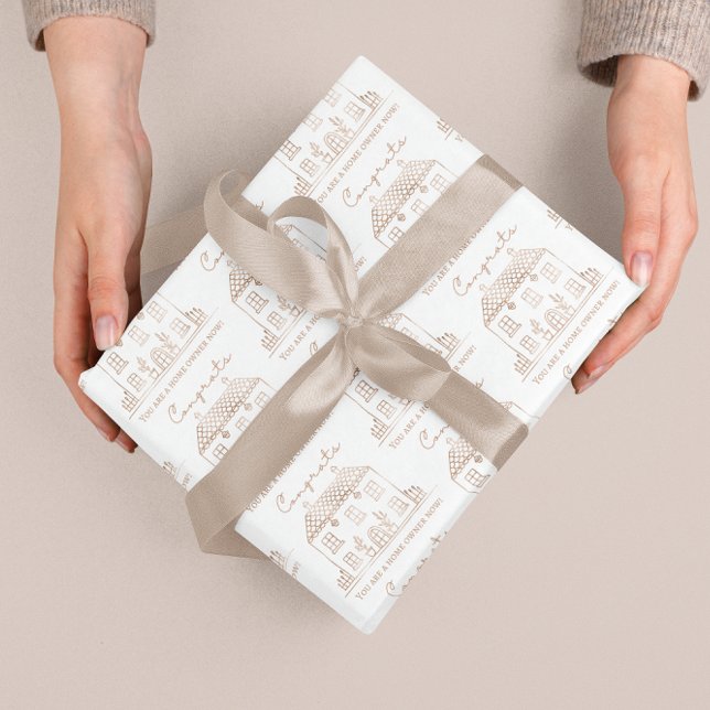 Housewarming Wrapping Paper Flat Sheet Set of 3 (Congratulate a new home owner with this lovely set of wrapping paper sheets! )