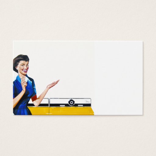 Customizable Funny Retro Housewife with Washing Machine Business Card Template