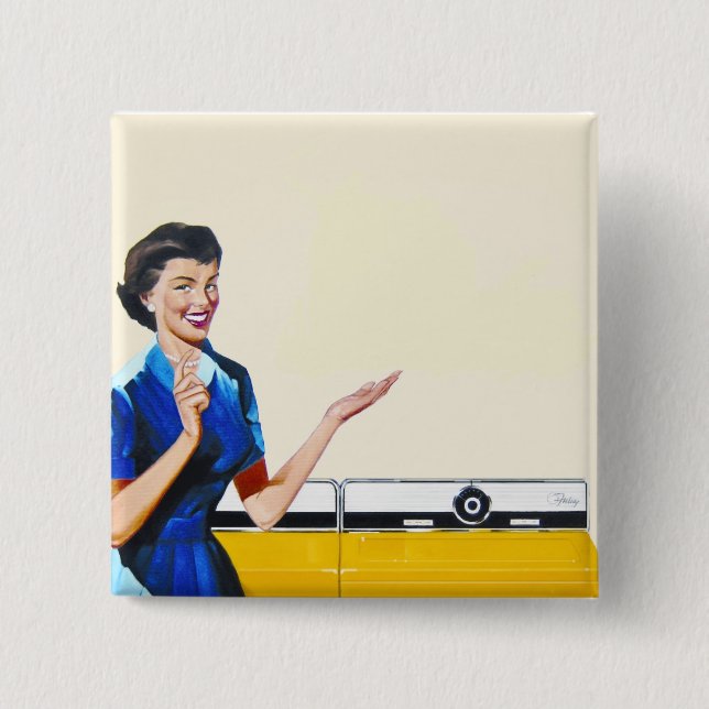 Housewife and New Washer Pinback Button (Front)