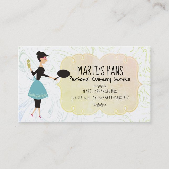 Housewife frying pan chef catering business card (Front)