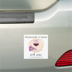 Housework Is Better with Wine Funny Duster Design Car Magnet
