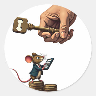 Housing Crisis Meme Small Mouse Big House Key Funn Classic Round Sticker