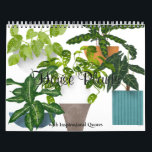 Houst Plants Calendar<br><div class="desc">This house plants calendar has 12 hand panted potted house plants with the month name and famous inspiration quote. You can personalize this with the year, your own title and saying. A lovely gift for anyone that loves house plants.</div>