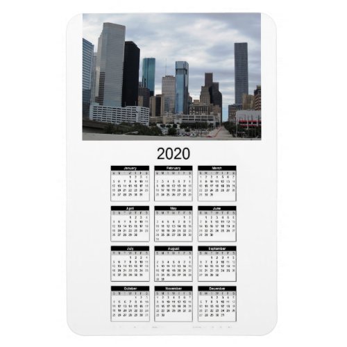 Houston 2020 Full Year Magnetic Calendar One Photo Magnet