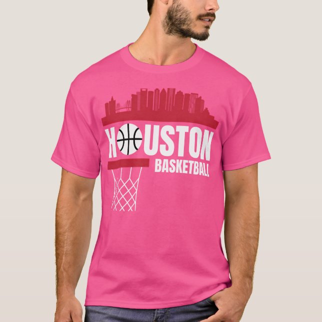Houston Basketball Red City Skyline Apparel T-Shirt (Front)