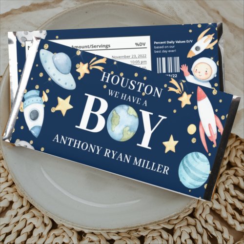 Houston Boy Birth Announcement Hershey Bar Favors