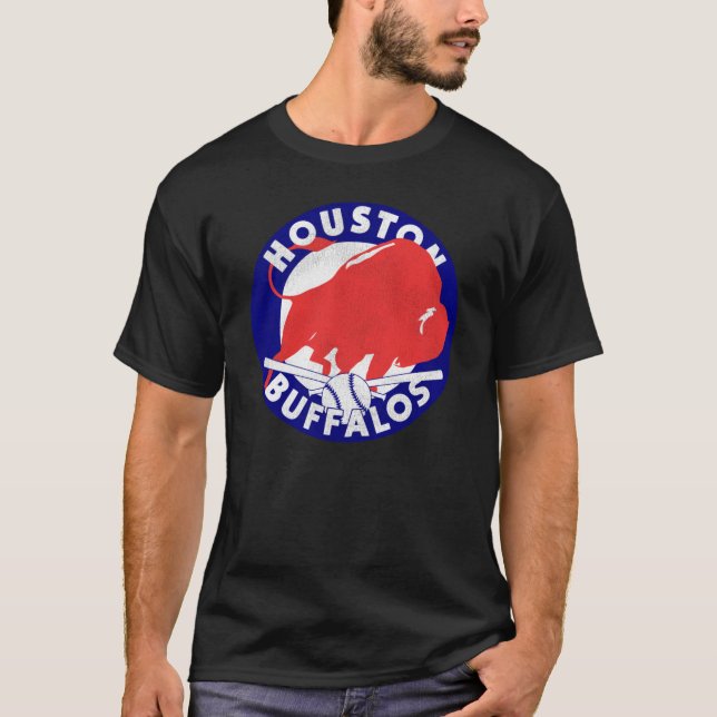 Houston Buffalos Buffaloes Retro Defunct Baseball  T-Shirt (Front)