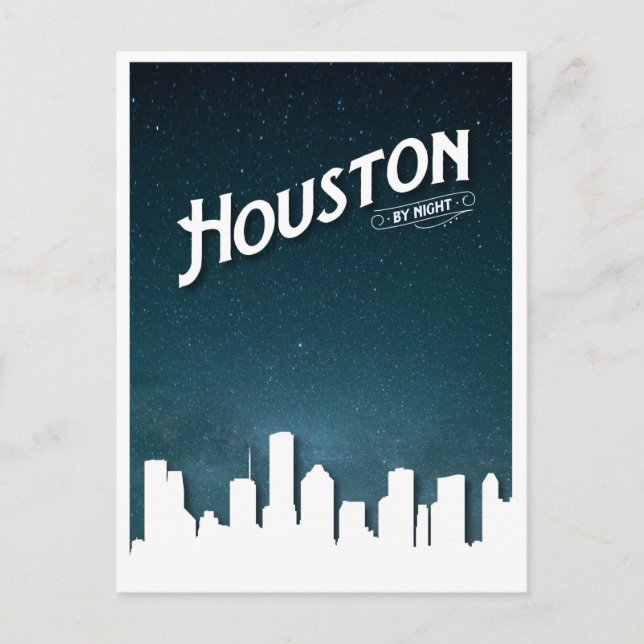 Houston by Night Skyline - Houston, Texas, USA Holiday Postcard (Front)