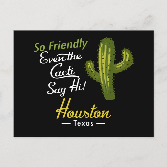 Houston Cactus Funny Retro Postcard (Front)