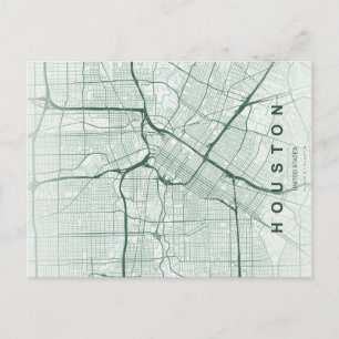 Houston City Map Minimal Postcard