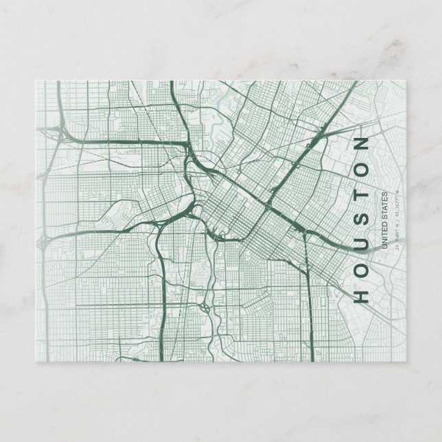 Houston City Map Minimal Postcard (Front)