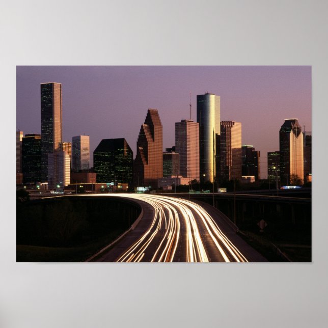 Houston City Skyline at Dusk Poster from 14.95 (Front)
