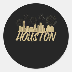 Houston City Texas Fireworks Classic Round Sticker