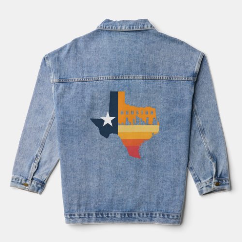 Houston City Texas Map Patriotic Texan  Denim Jacket