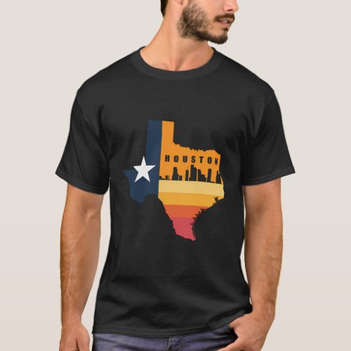 Houston City Texas Map Patriotic Texan T_Shirt