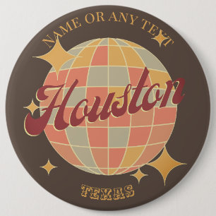 Houston City Texas USA Retro Vintage souvenir Button