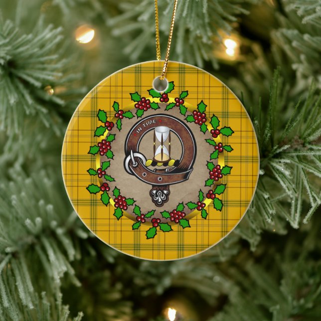 Houston Clan Badge & Tartan Personalized Xmas   Ceramic Ornament (Tree)
