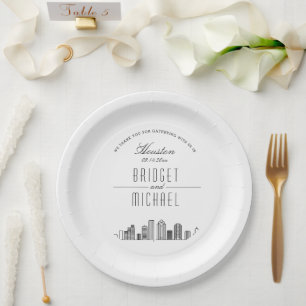 Houston Deco Skyline   Wedding Event Paper Plates