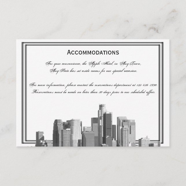 Houston Destination Wedding Accomodations Enclosure Card (Front)