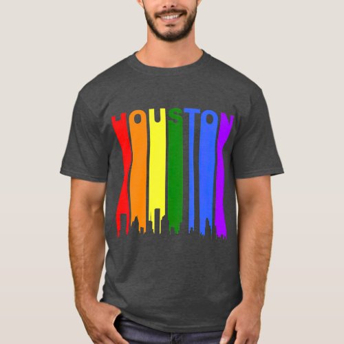 Houston exas LGBQ Gay Pride Rainbow Skyline T_Shirt