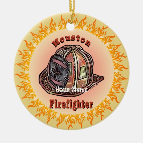 Houston Firefighter custom name ornament