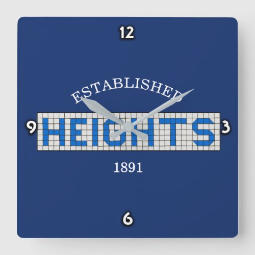 Houston Heights Historic Blue and White Tiles Square Wall Clock