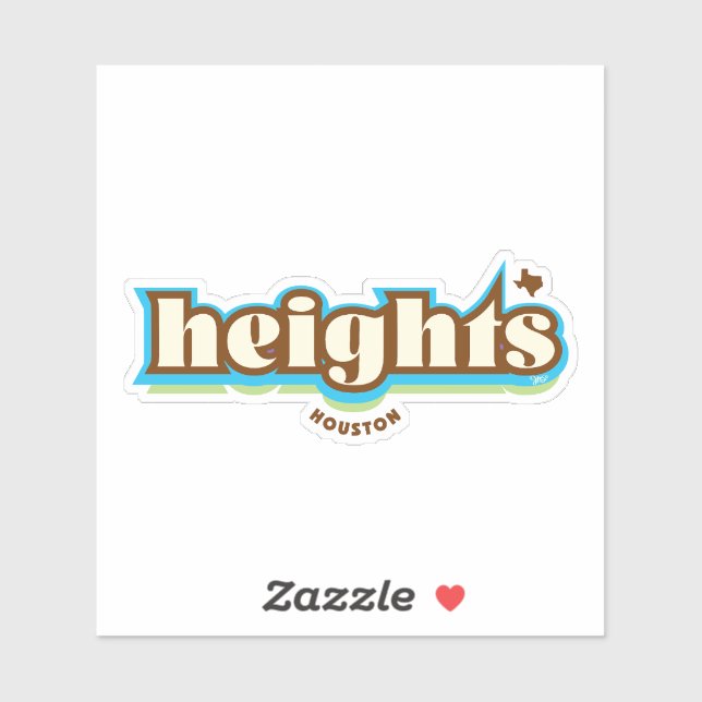 Houston Heights Texas, blue, green, brown Sticker (Sheet)