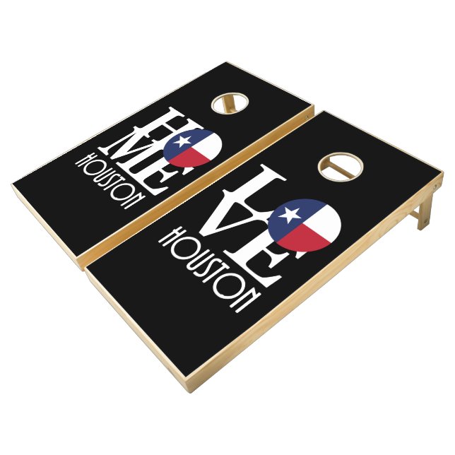 Houston HOME LOVE Cornhole Set (Angled)