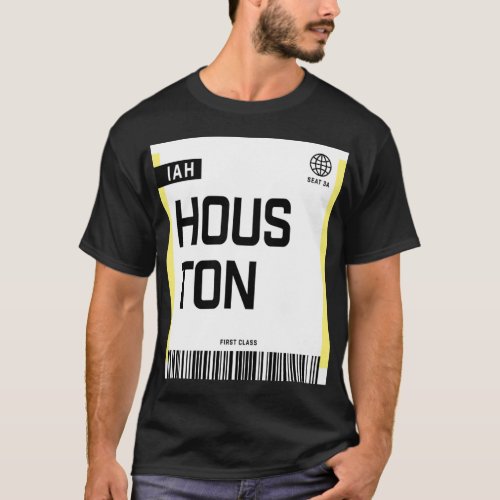 Houston IAH Boarding Pass   T_Shirt