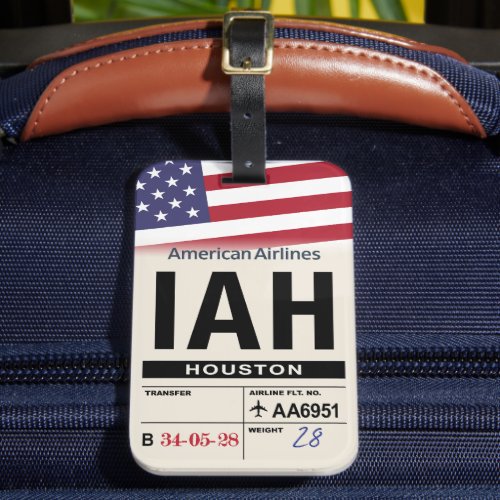 Houston IAH Texas Airline Luggage Tag