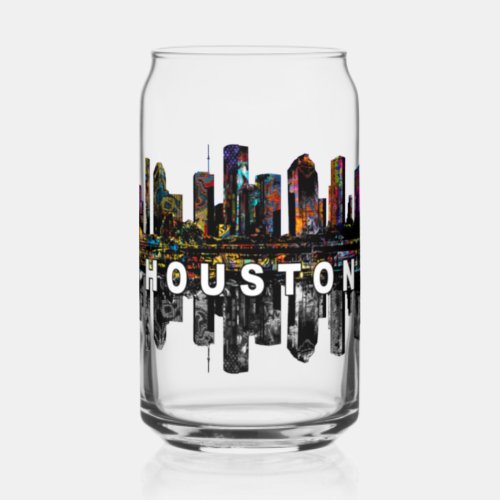 Houston in graffiti with monogram  can glass