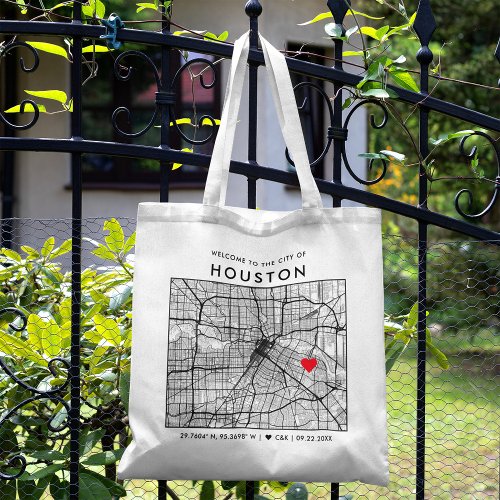 Houston Love Locator  City Map Wedding Welcome Tote Bag