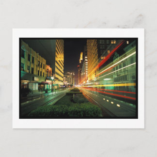 Houston Main Street at Night Postcard