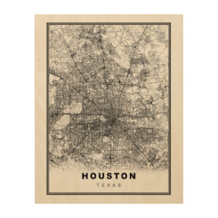 Houston Map Wood Wall Art