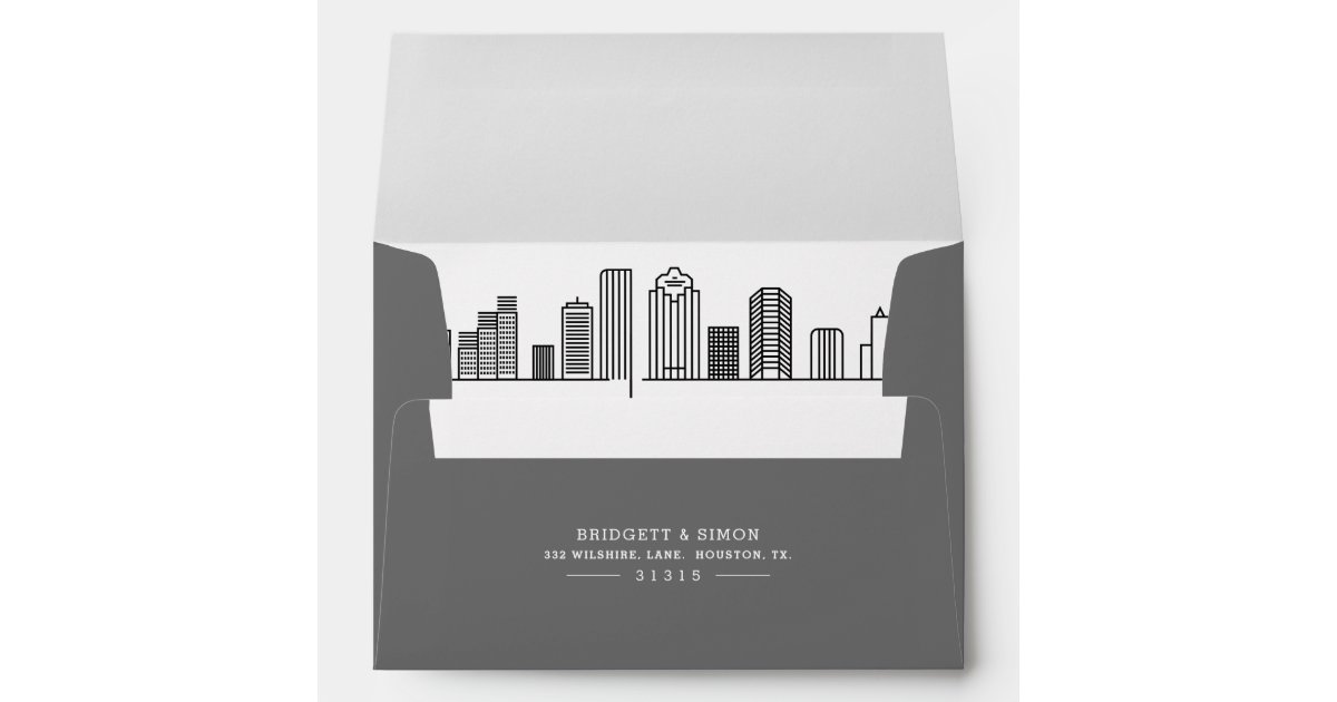 Houston Modern Deco | Skyline Reveal Envelope | Zazzle