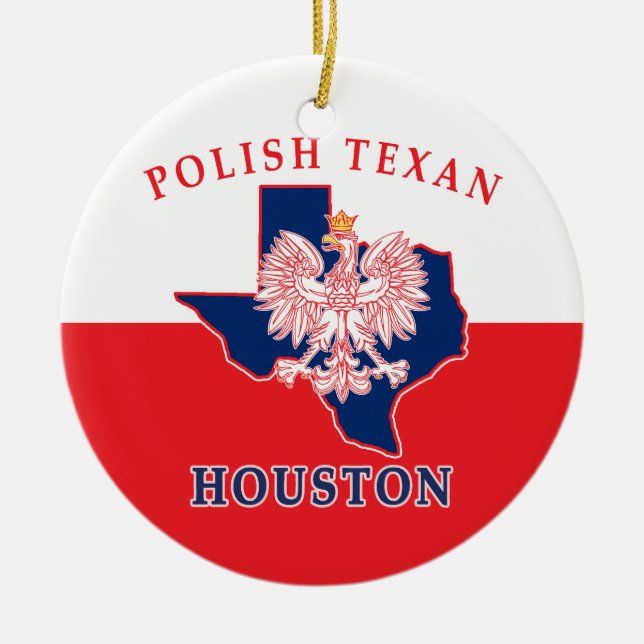 Houston Polish Texan Ceramic Ornament (Front)