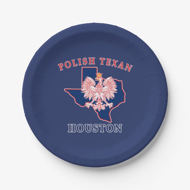 Houston Polish Texan Paper Plates (Front)