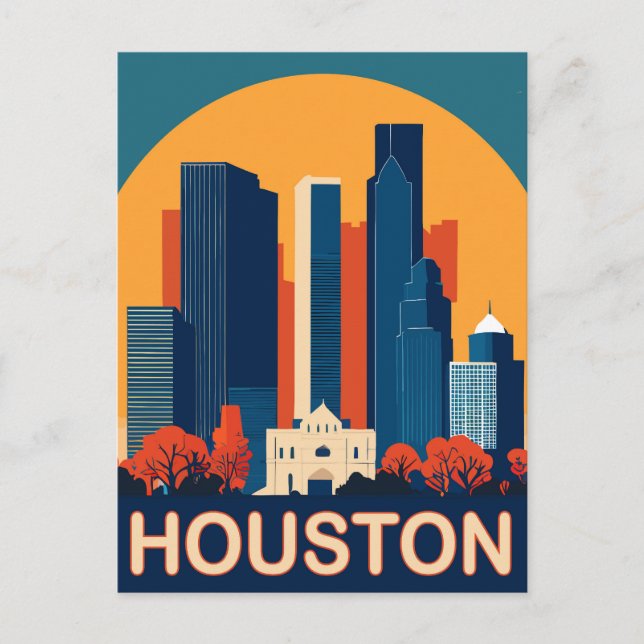 Houston, Recognizable buildings, Travel Postcard (Front)