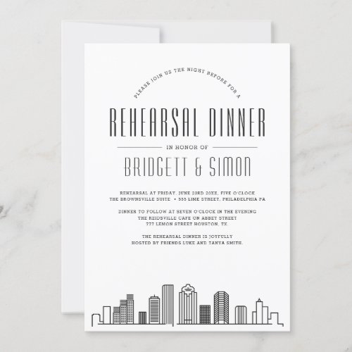 Houston Rehearsal Dinner  Skyline Invite