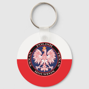 Houston Round Polish Texan Keychain
