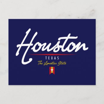 Houston Script Postcard by TurnRight at Zazzle