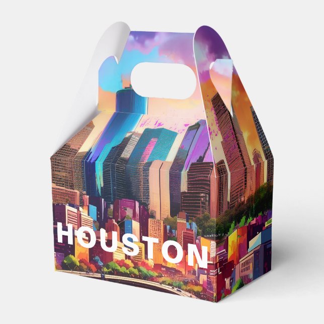 Houston Skyline Abstract Art Favor Boxes (Front Side)