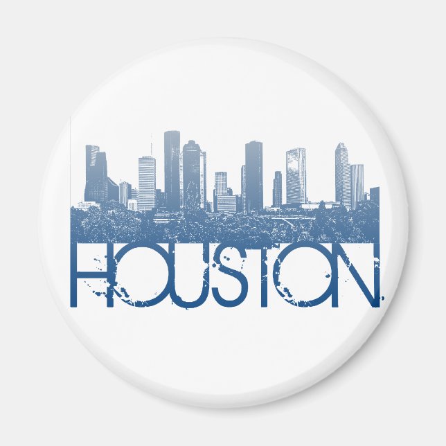 Houston Skyline Design Magnet (Front)